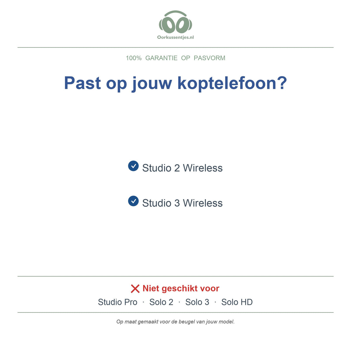 Hoofdband voor Beats Studio 3 – Vervangende koptelefoon hoofdband, geschikt voor Studio 3 Wireless en Studio 2 Wireless – niet voor Studio Pro of Solo — compatibele modellen