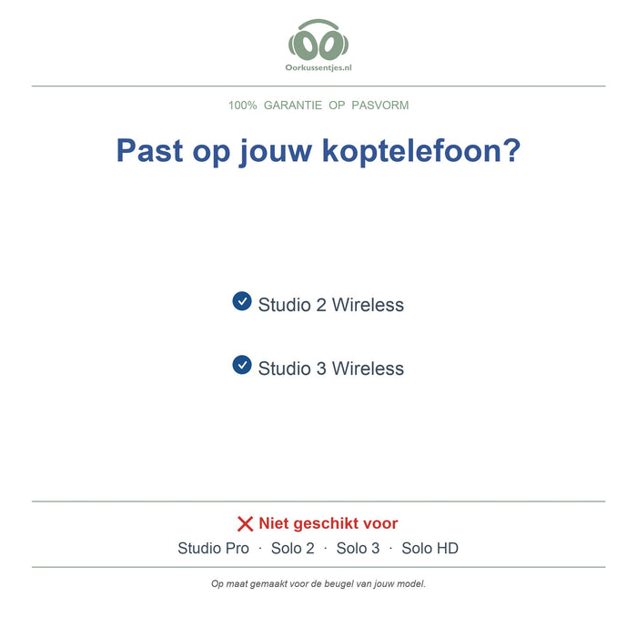 Hoofdband voor Beats Studio 3 – Vervangende koptelefoon hoofdband, geschikt voor Studio 3 Wireless en Studio 2 Wireless – niet voor Studio Pro of Solo — compatibele modellen