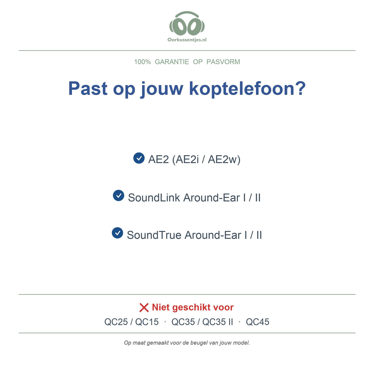 Hoofdband voor Bose AE2 – Vervangende koptelefoon hoofdband, geschikt voor AE2, SoundLink Around-Ear en SoundTrue Around-Ear (I/II) – niet voor QC25 / QC35 / QC45 — compatibele modellen