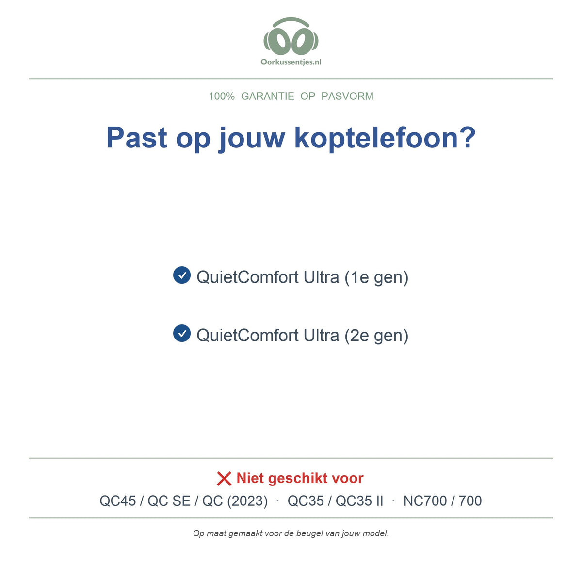 Hoofdband voor Bose QC Ultra – Vervangende koptelefoon hoofdband, geschikt voor QuietComfort Ultra (1e en 2e gen) – niet voor QC45 of QC35 — compatibele modellen