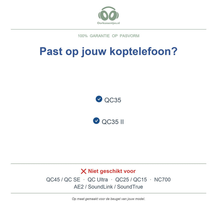 Hoofdband voor Bose QC35 – Vervangende koptelefoon hoofdband, geschikt voor QC35 en QC35 II – niet voor QC45 — compatibele modellen