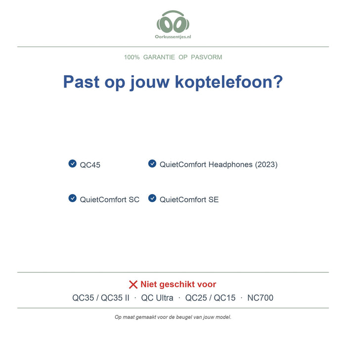 Hoofdband voor Bose QC45 – Vervangende koptelefoon hoofdband, geschikt voor QC45, QC SE en QuietComfort (2023) – niet voor QC35 — compatibele modellen