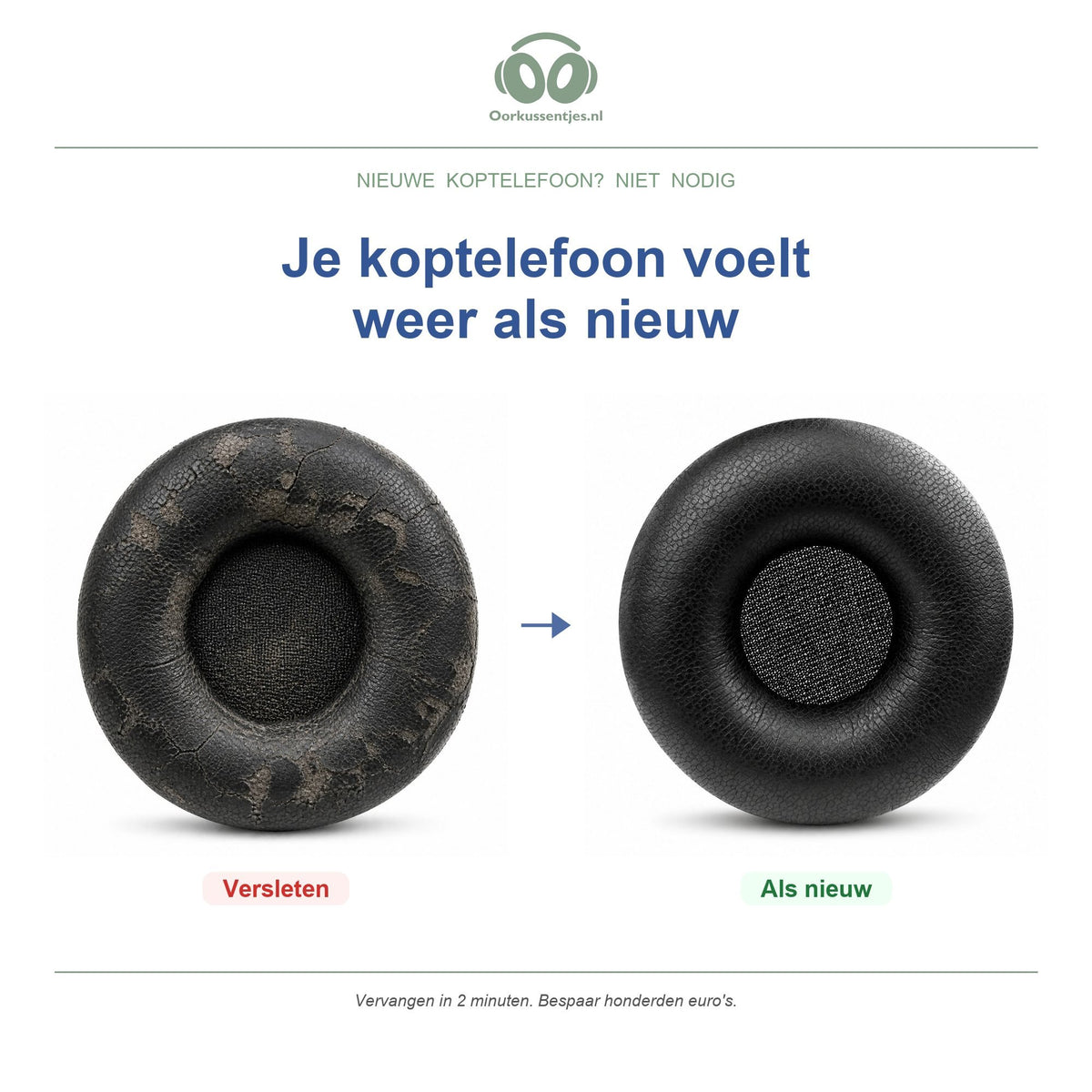 Oorkussens voor Jabra PRO 920/930 & Biz Serie – Ook voor PRO 9400-9470, GN2000 en UC Voice — Before and after