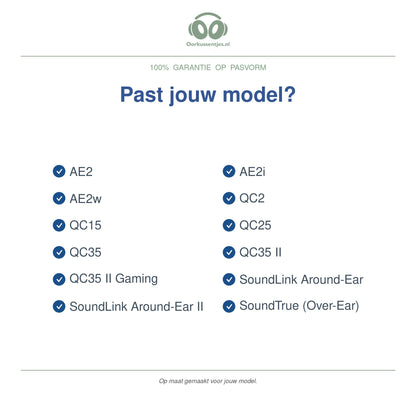 Oorkussens voor Bose QC / AE Serie – Geschikt voor QC25, QC35, QC35 II, AE2 en meer — Compatible models