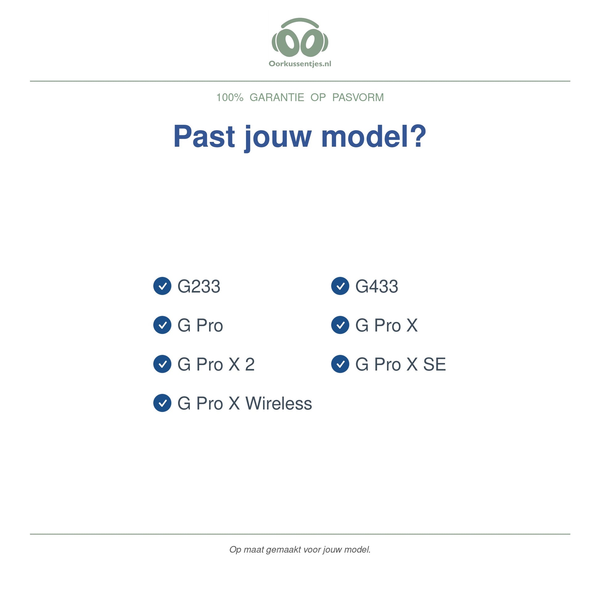 Oorkussens voor Logitech G Pro / G433 Serie – Geschikt voor G Pro X, G Pro X 2, G433 en meer — Compatible models