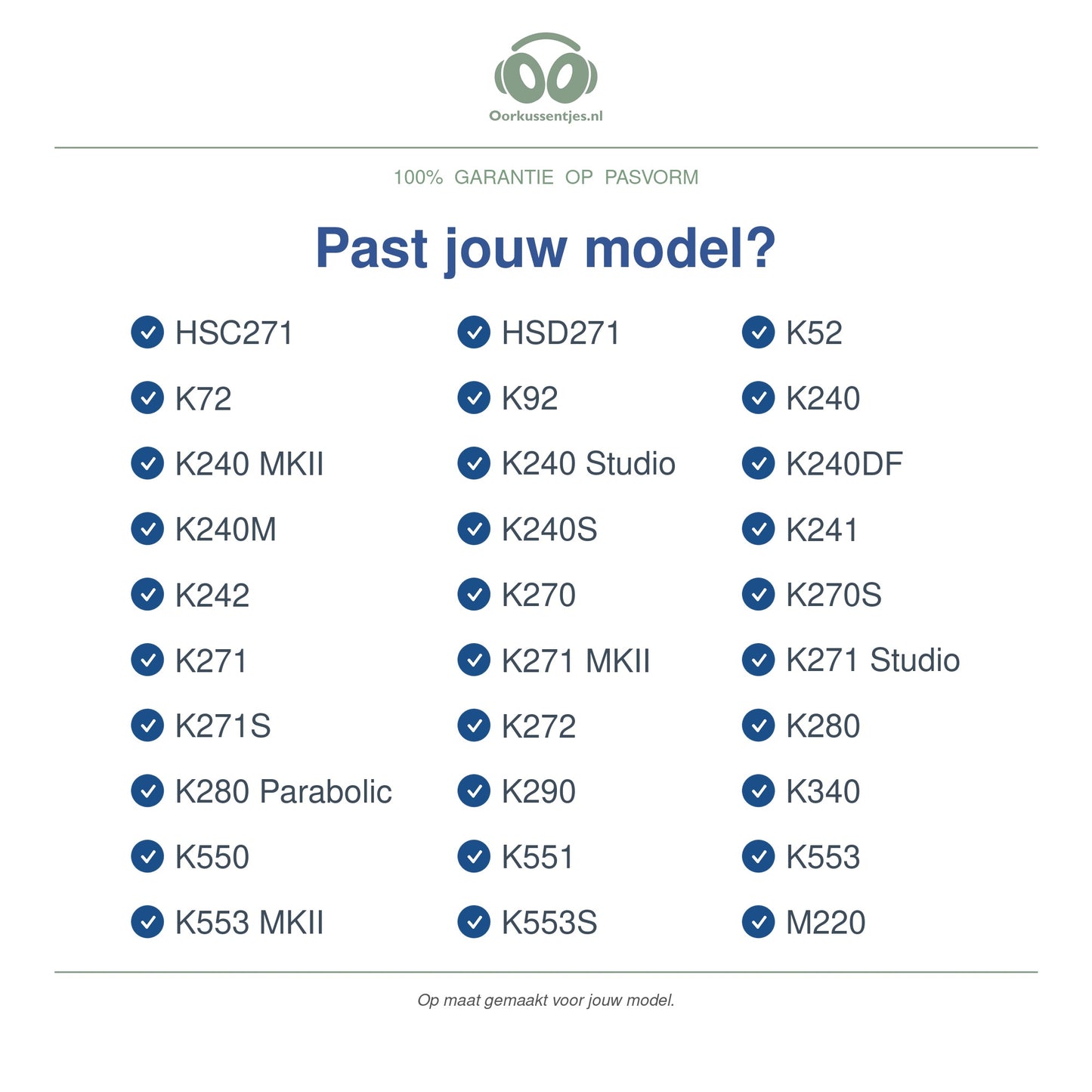 Oorkussens voor AKG K240 / K271 Serie – Geschikt voor K240, K240S, K271, K271 MKII en meer — Compatible models