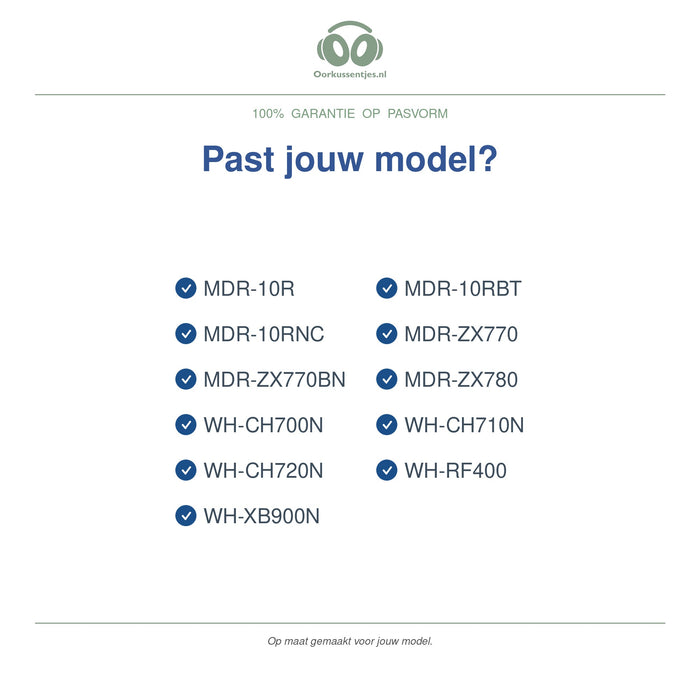 Oorkussens voor Sony WH-CH / MDR-ZX Serie – Geschikt voor WH-CH710N, WH-CH720N, MDR-ZX770, WH-XB900N en meer — Compatible models