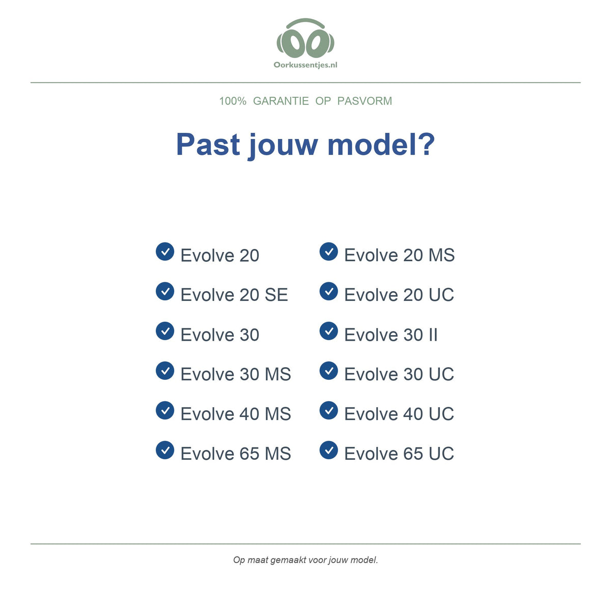 Oorkussens voor Jabra Evolve 20/30/40/65 (1e gen) – niet voor Evolve2 — Compatible models