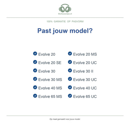 Oorkussens voor Jabra Evolve 20/30/40/65 (1e gen) – niet voor Evolve2 — Compatible models