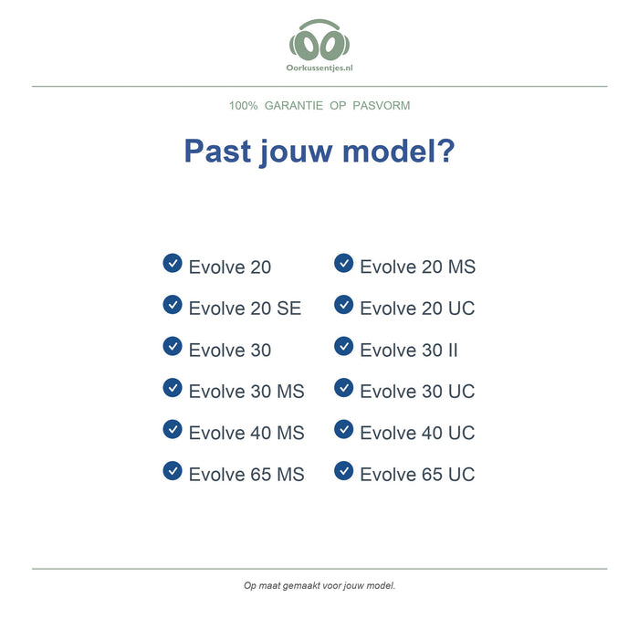 Oorkussens voor Jabra Evolve 20/30/40/65 (1e gen) – niet voor Evolve2 — Compatible models