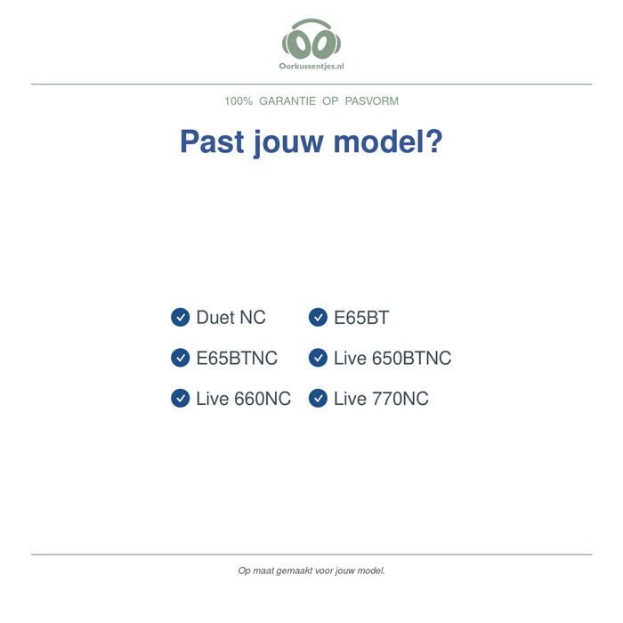Oorkussens voor JBL Live 650 / E65 Serie – Geschikt voor E65BT, Live 650BTNC, Live 660NC, Live 770NC en meer — Compatible models