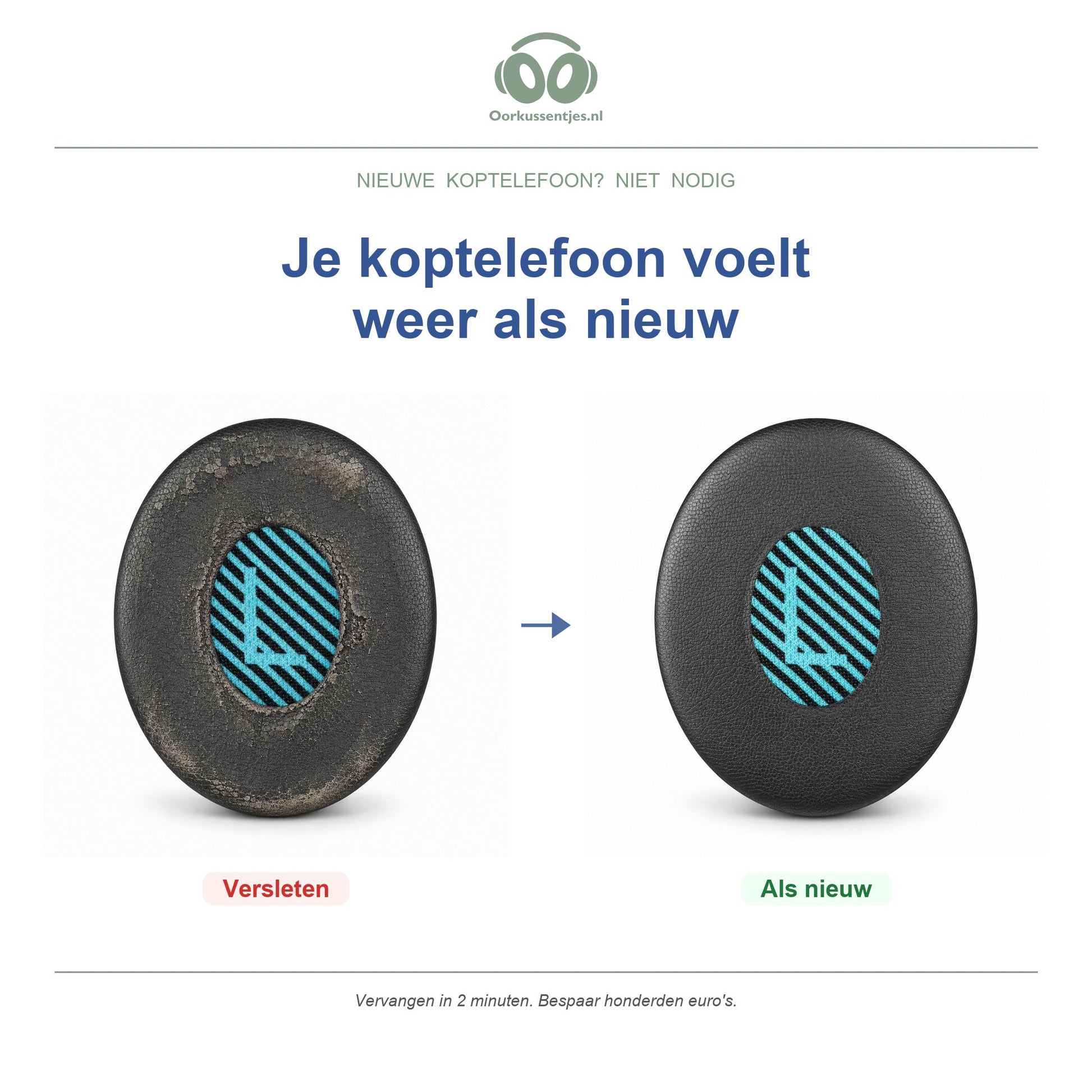 Oorkussens voor Bose On-Ear Serie – Geschikt voor OE2, OE2i, SoundTrue On-Ear, SoundLink On-Ear — Before and after