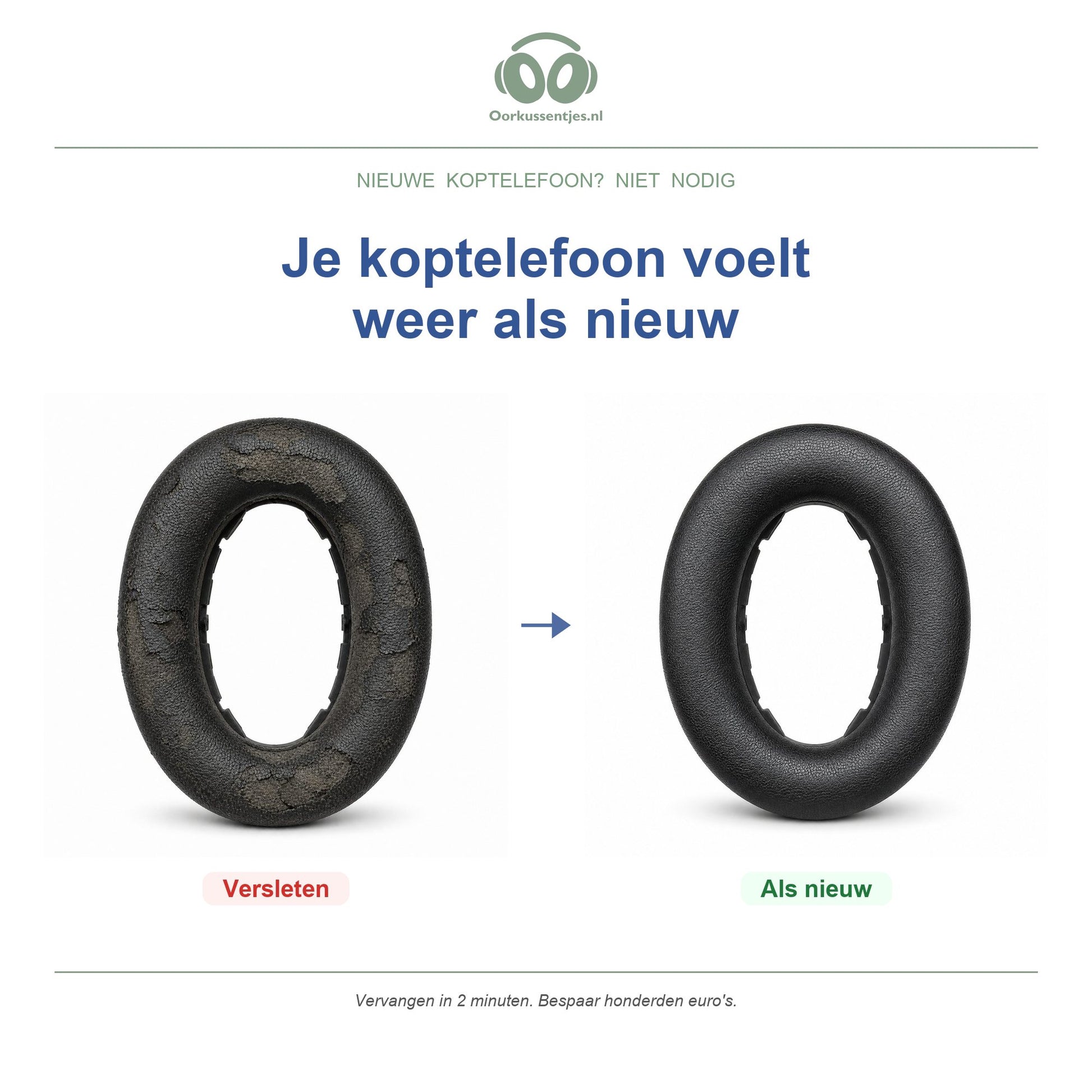 Oorkussens voor Sennheiser Accentum Serie – Geschikt voor Accentum Wireless, Accentum Plus Wireless — Before and after