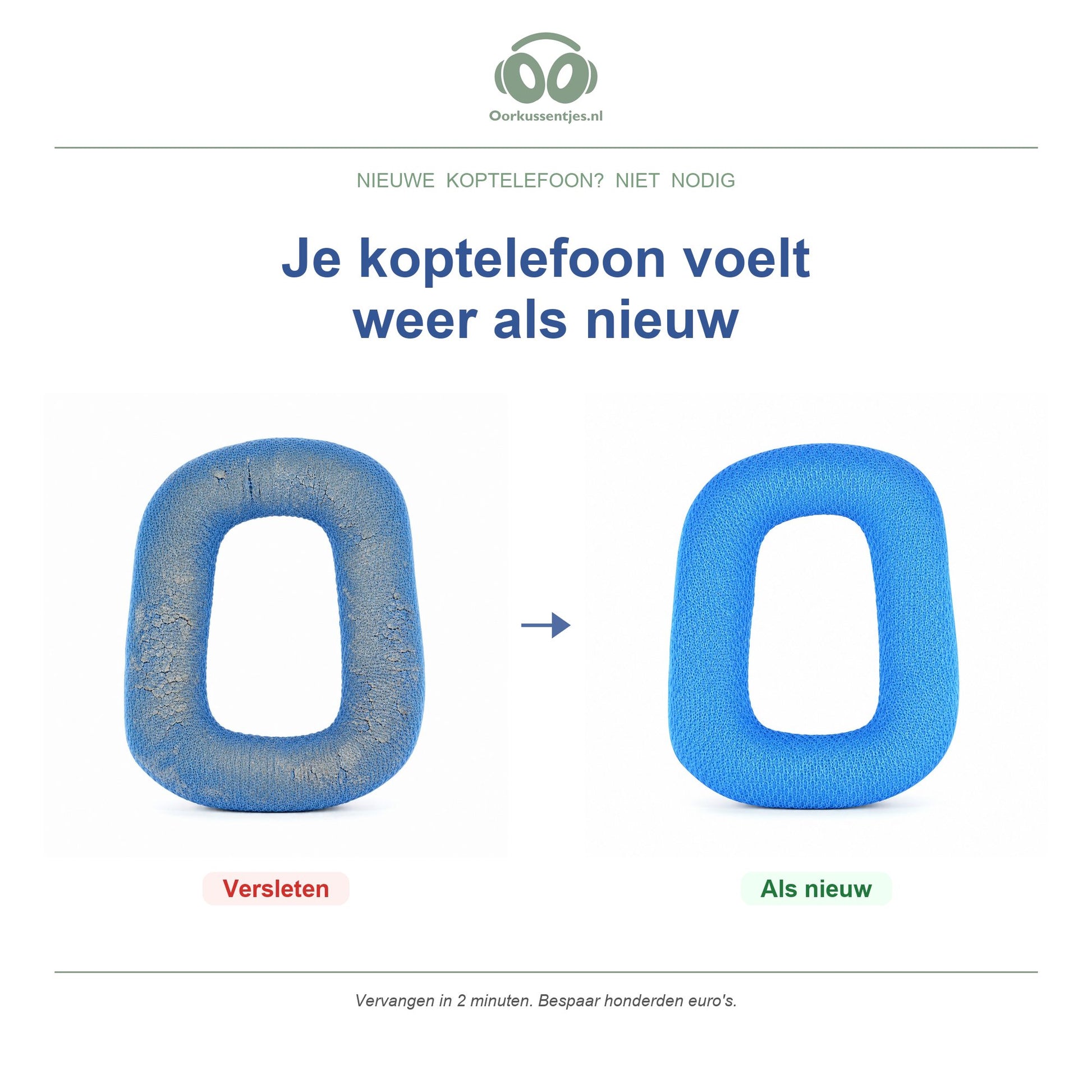 Oorkussens voor Logitech G430 / G230 Serie – Geschikt voor G430, G432, G230, G331, G930 en meer — Before and after