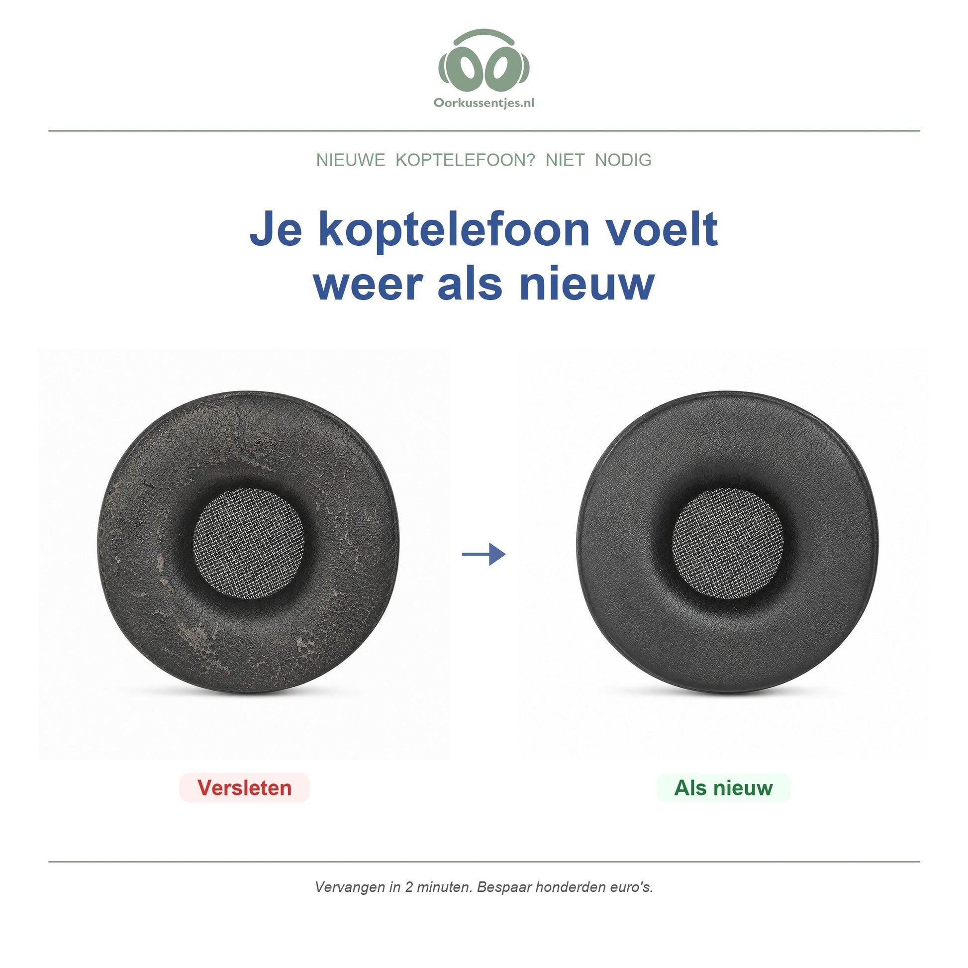 Oorkussens voor Jabra Engage Mono Serie – Geschikt voor Engage 55, 65, 75 Mono — Before and after