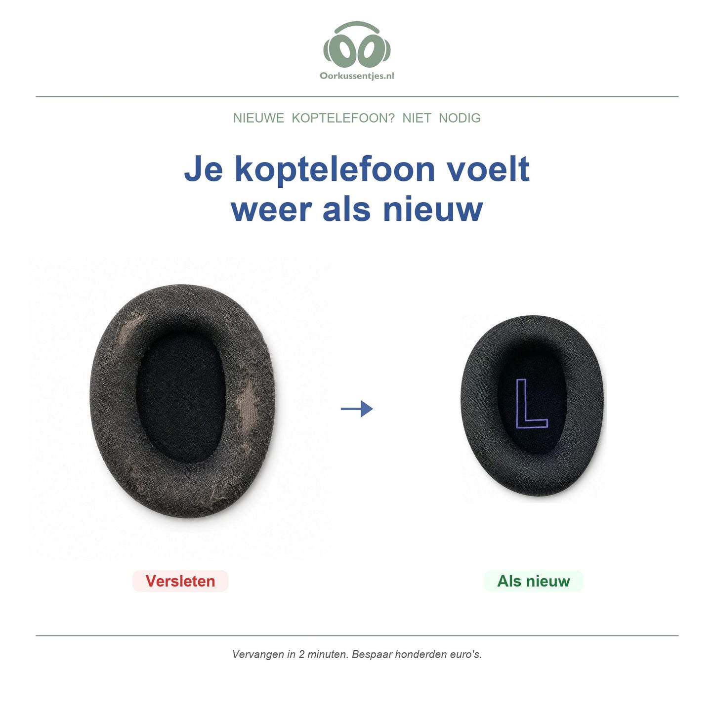 Oorkussens voor Logitech G522 / A20 X – Geschikt voor G522 Lightspeed, A20 X Lightspeed — Before and after