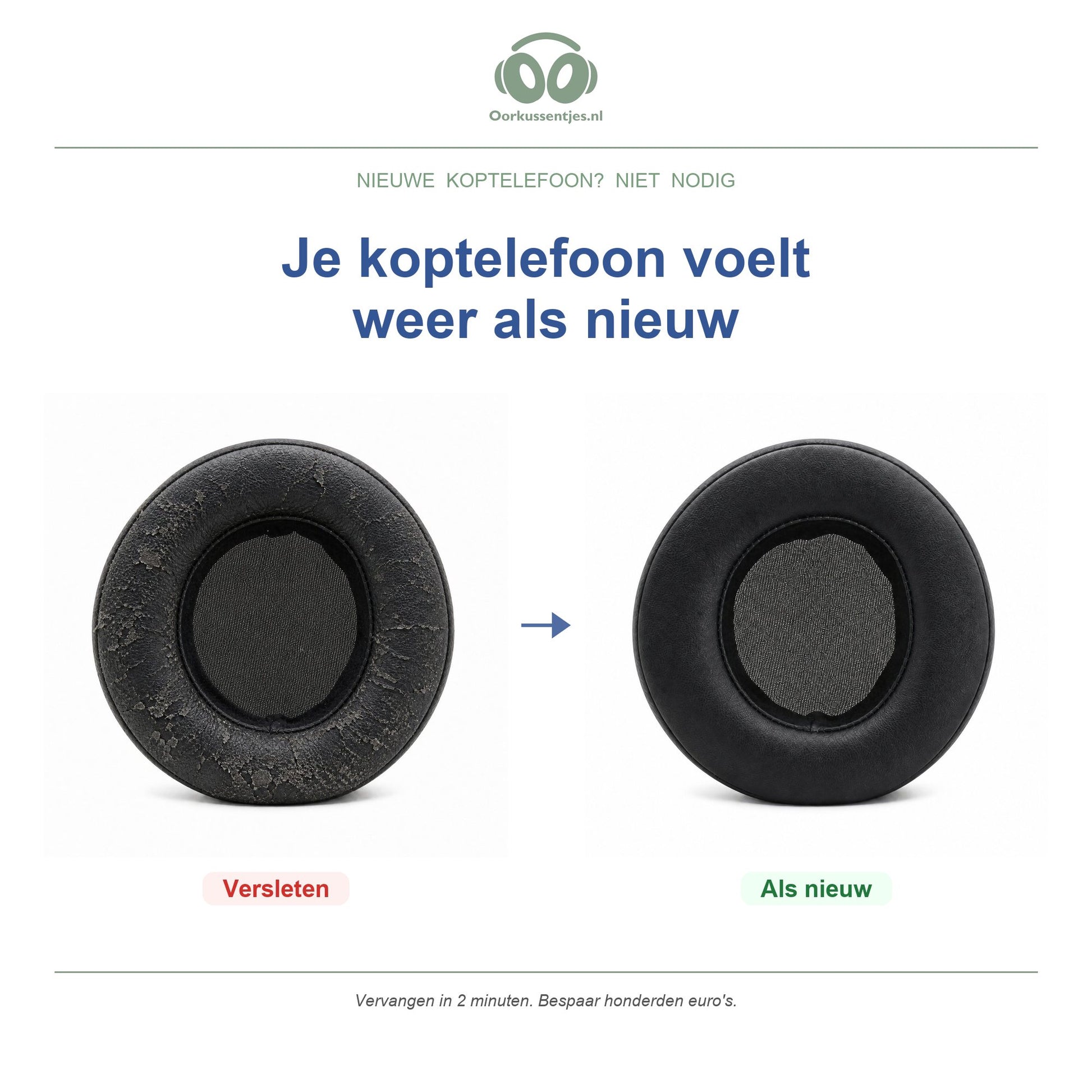 Oorkussens voor Audio-Technica AD Serie – Geschikt voor ATH-AD500X, AD700X, AD900X, ADG1 — Before and after