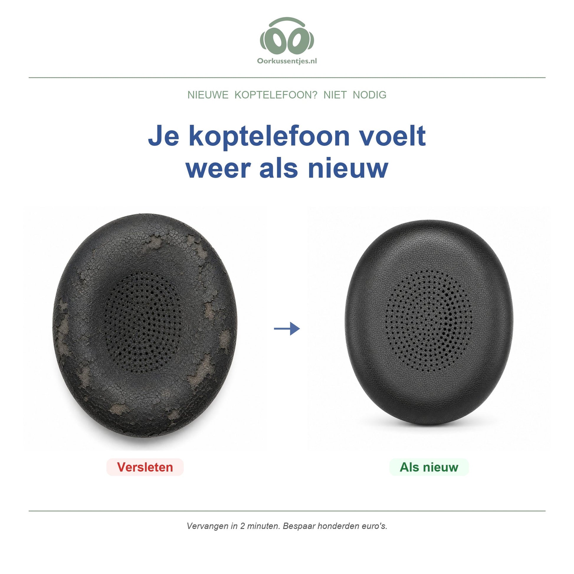 Oorkussens voor Jabra Evolve2 40 / 65 Serie – Geschikt voor Evolve2 40, Evolve2 65, Elite 45h en meer — Before and after