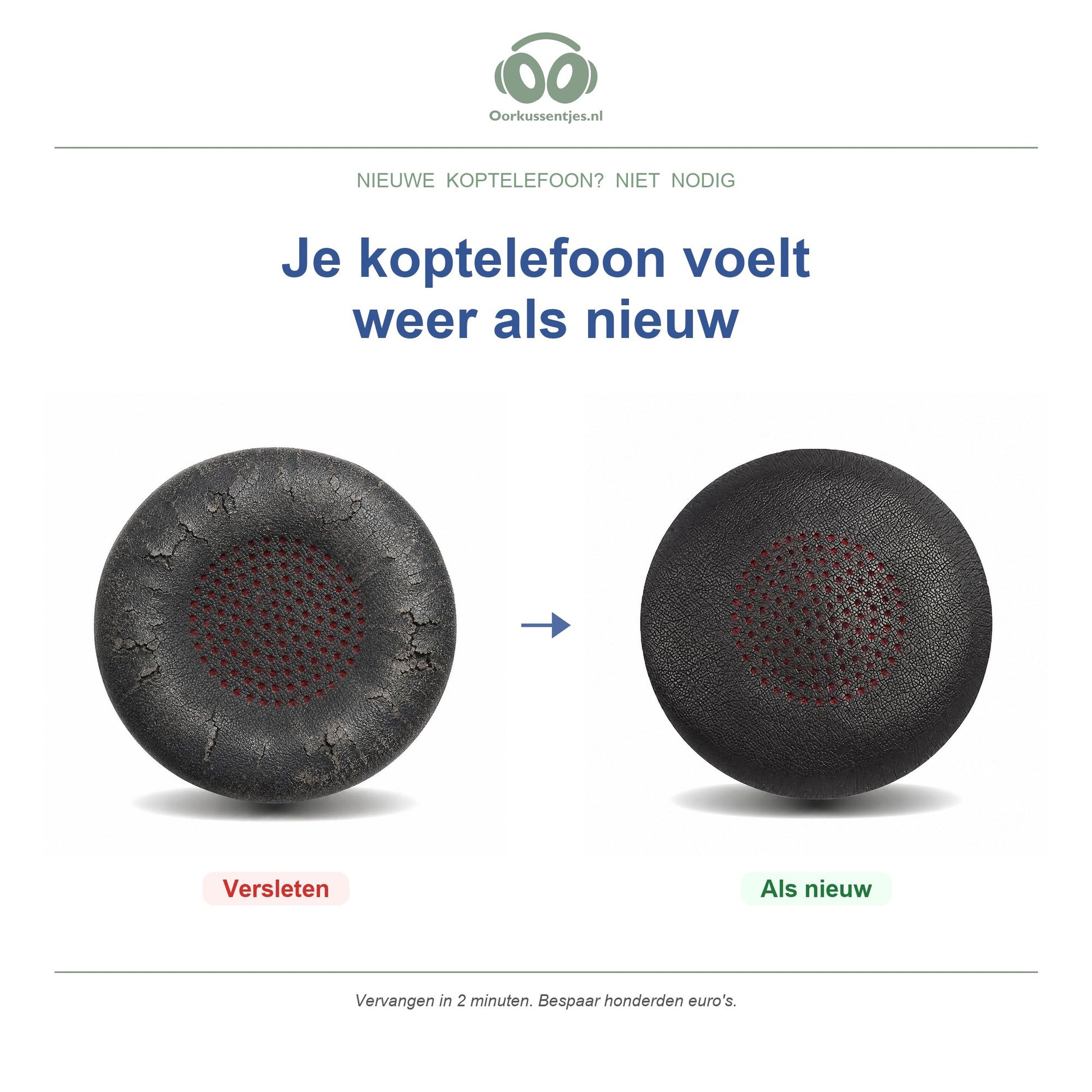 Oorkussens voor Poly Voyager Focus UC – Geschikt voor Voyager Focus UC, B825 — Before and after