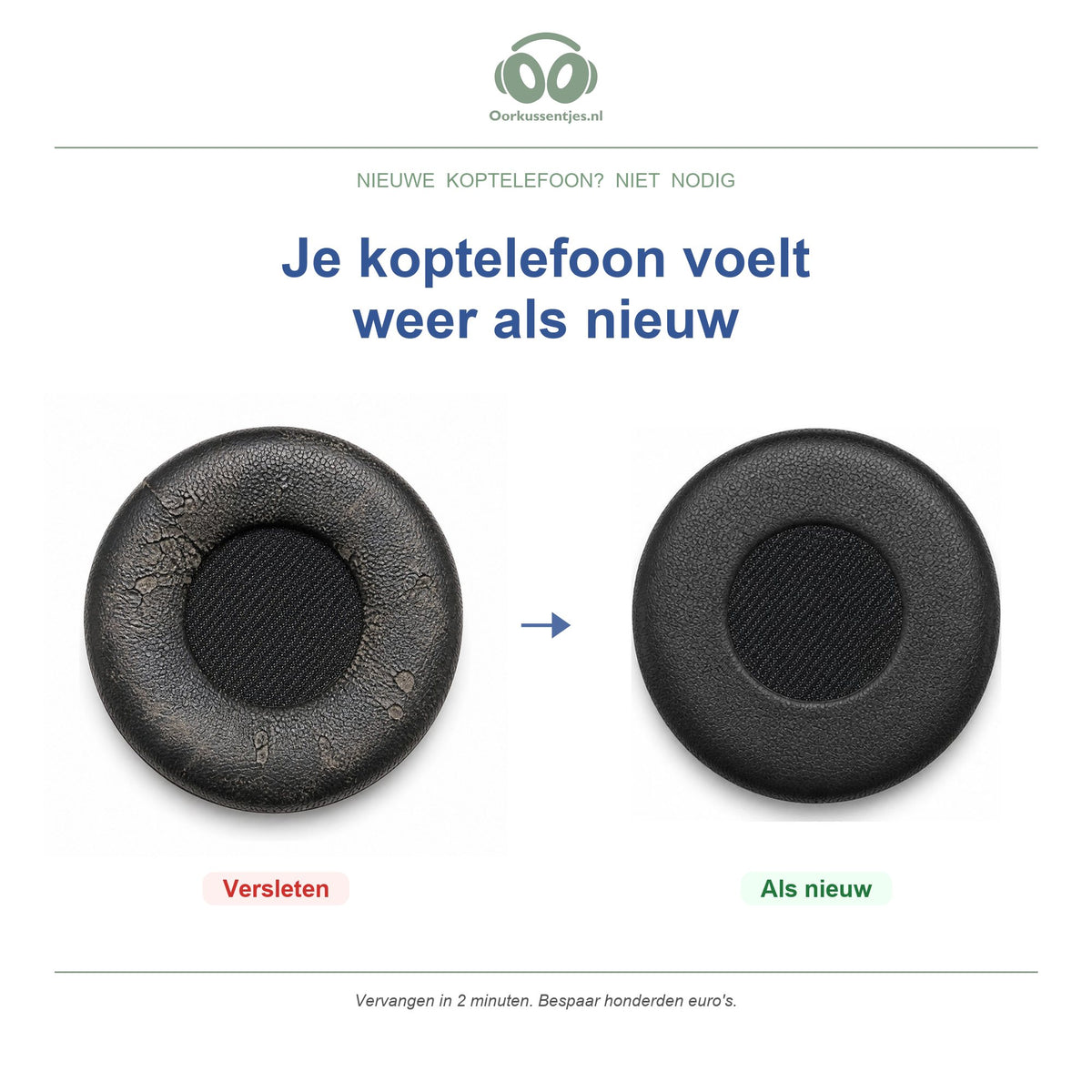 Oorkussens voor Jabra Evolve 20/30/40/65 (1e gen) – niet voor Evolve2 — Before and after