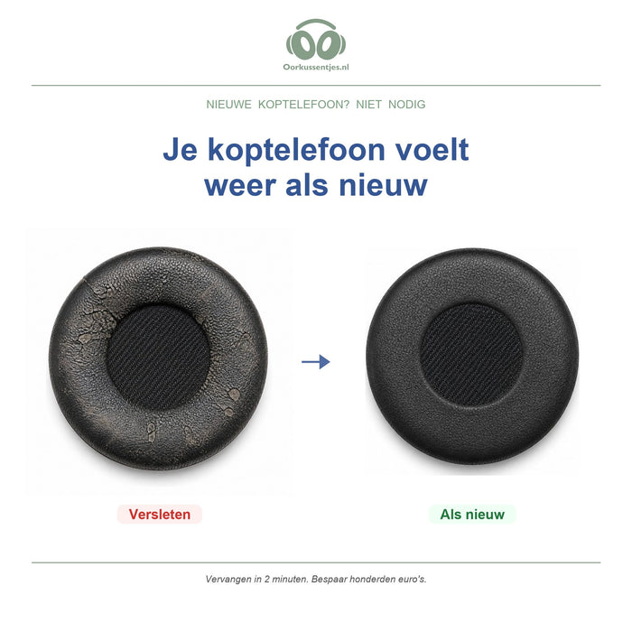 Oorkussens voor Jabra Evolve 20/30/40/65 (1e gen) – niet voor Evolve2 — Before and after