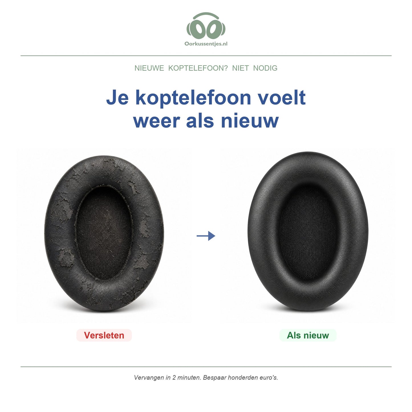 Oorkussens voor Sony WH-1000XM4 – Geschikt voor WH-1000XM4 — Before and after