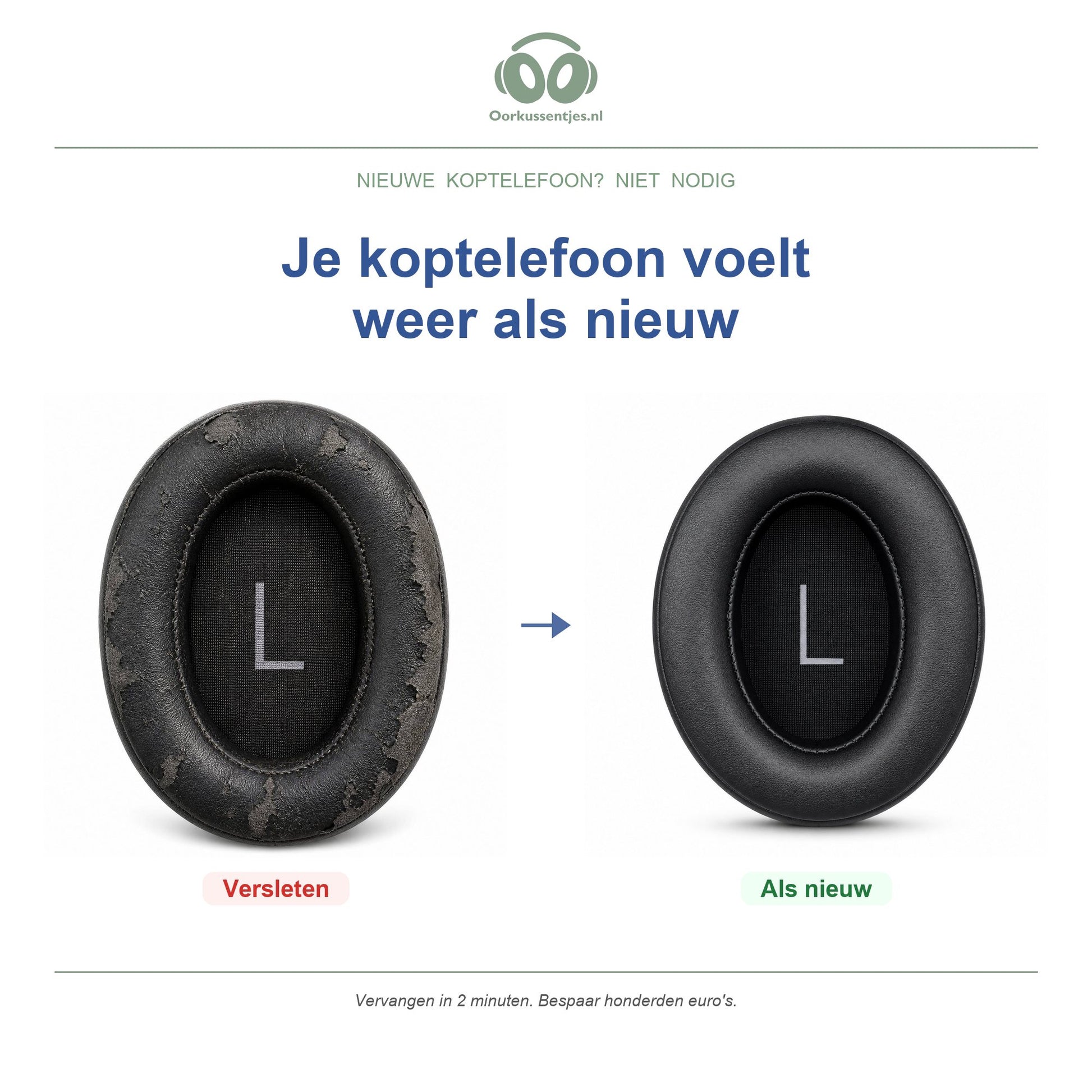 Oorkussens voor Sennheiser Momentum 3 Wireless – Geschikt voor Momentum 3 Wireless — Before and after