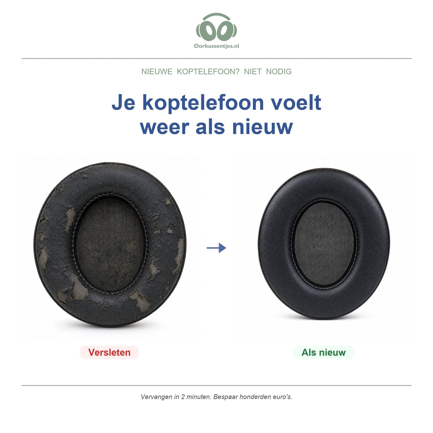 Oorkussens voor Philips SHP9500 / SHP9600 – Geschikt voor SHP9500, SHP9500S, SHP9600 — Before and after