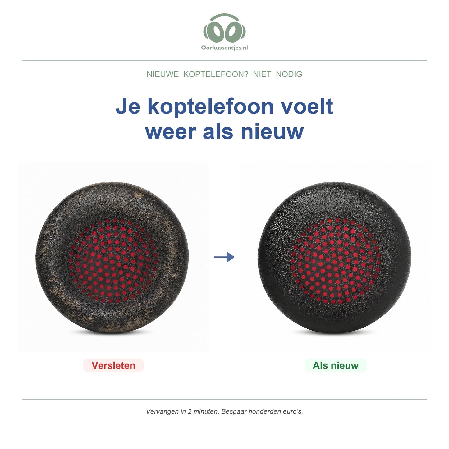 Oorkussens voor Poly Blackwire C3200 Serie – Geschikt voor C310, C320, C3220, 3320 en meer — Before and after