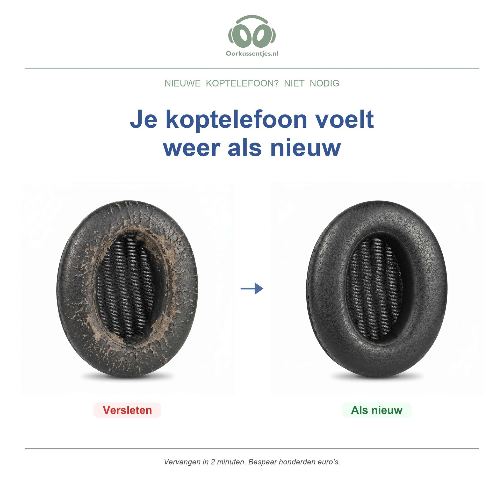 Oorkussens voor Sony WH-XB910N – Geschikt voor WH-XB910N — Before and after