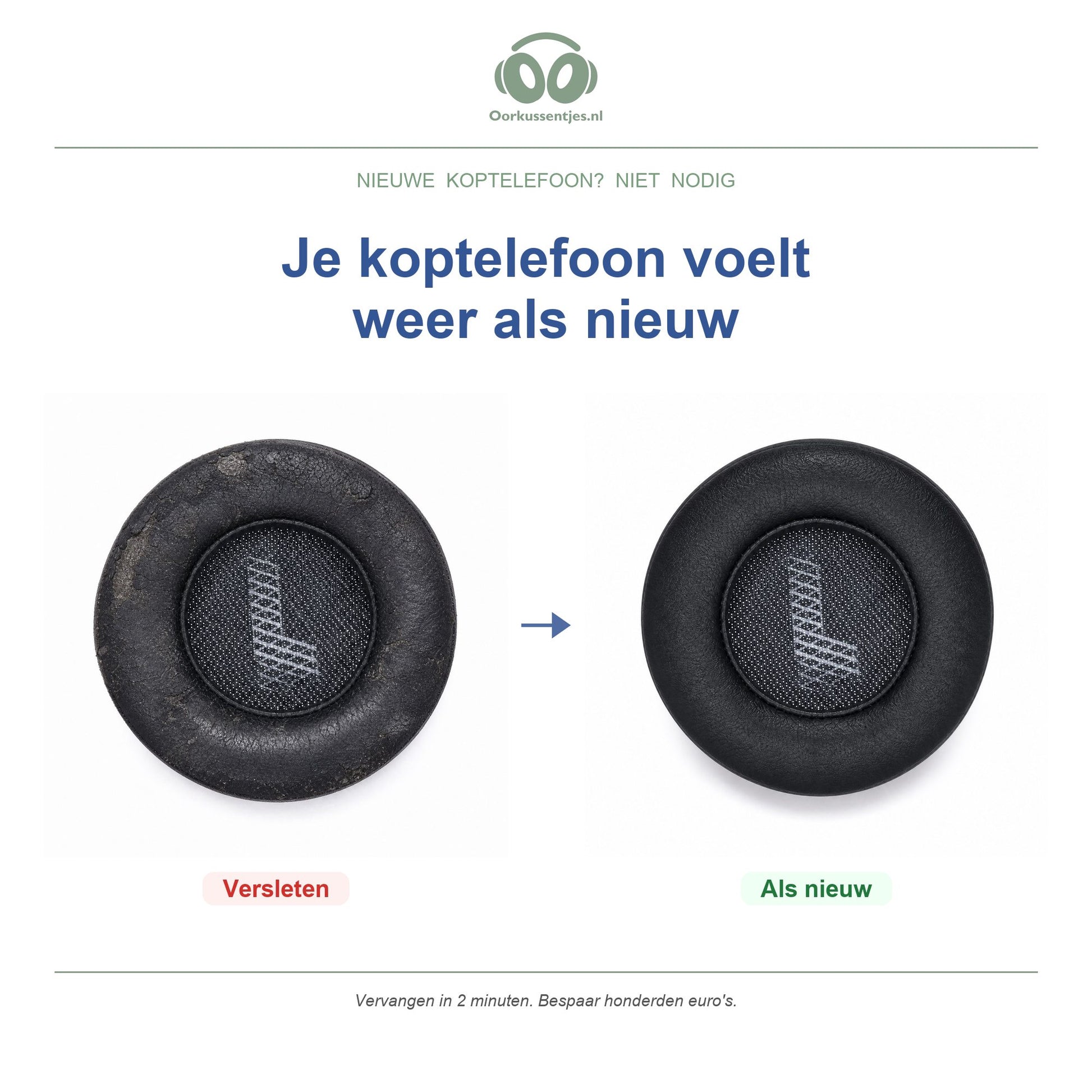 Oorkussens voor JBL Live 400BT – Geschikt voor JBL Live 400BT — Before and after