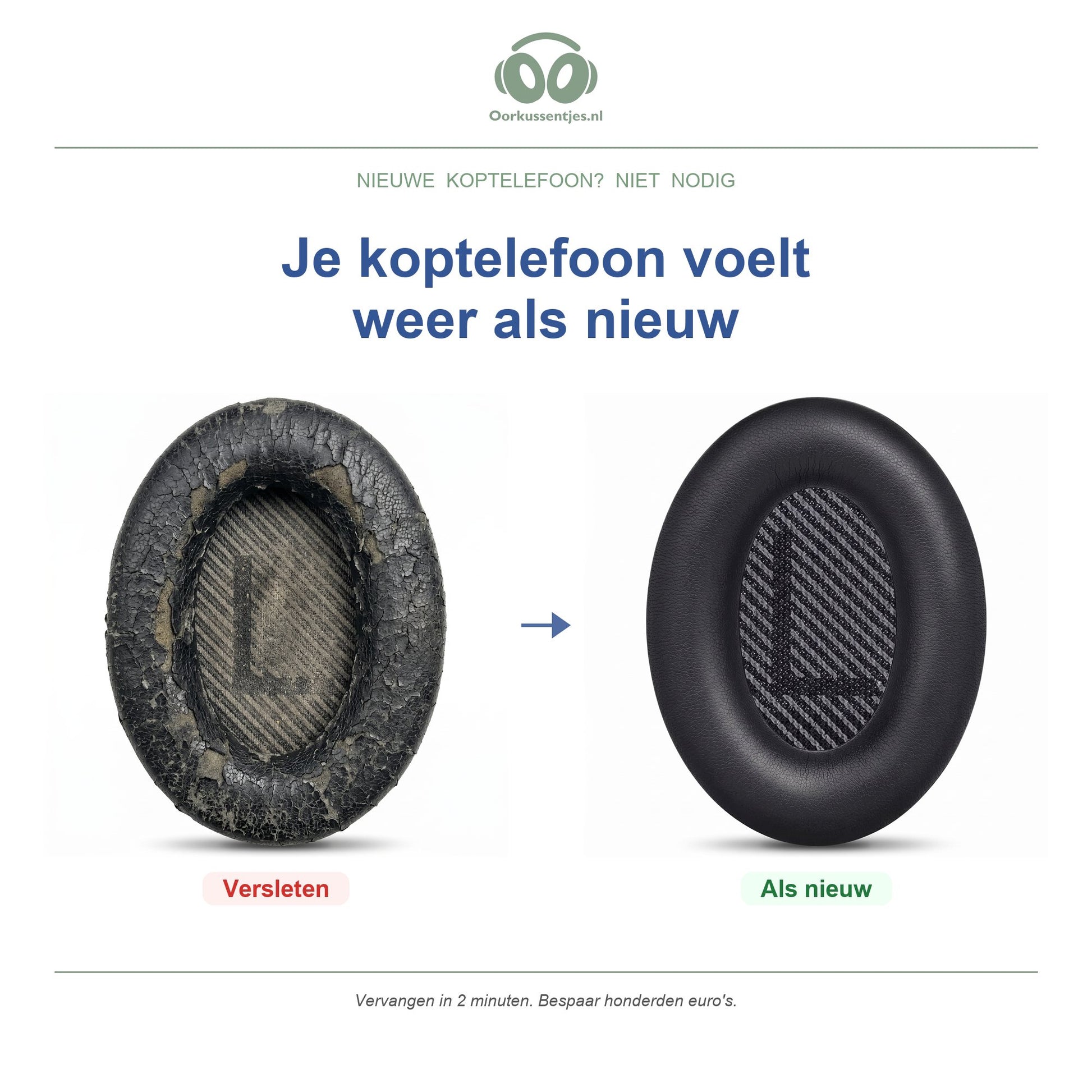 Oorkussens voor Bose QC / AE Serie – Geschikt voor QC25, QC35, QC35 II, AE2 en meer — Before and after