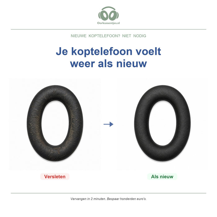 Oorkussens voor Sony MDR-1000X / WH-1000XM2 – Geschikt voor MDR-1000X, WH-1000XM2 — Before and after