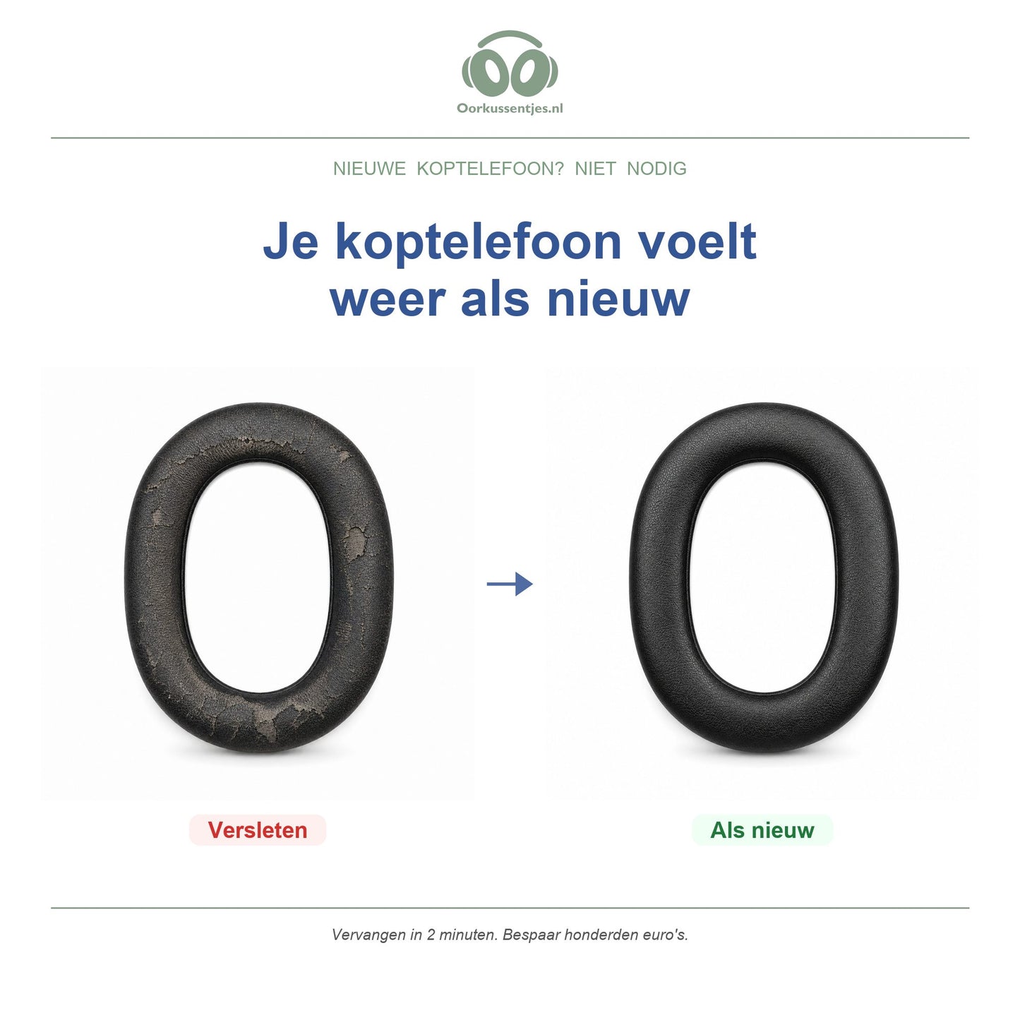 Oorkussens voor Jabra Elite 85h Serie – Geschikt voor Elite 85h, Elite 85h UC — Before and after
