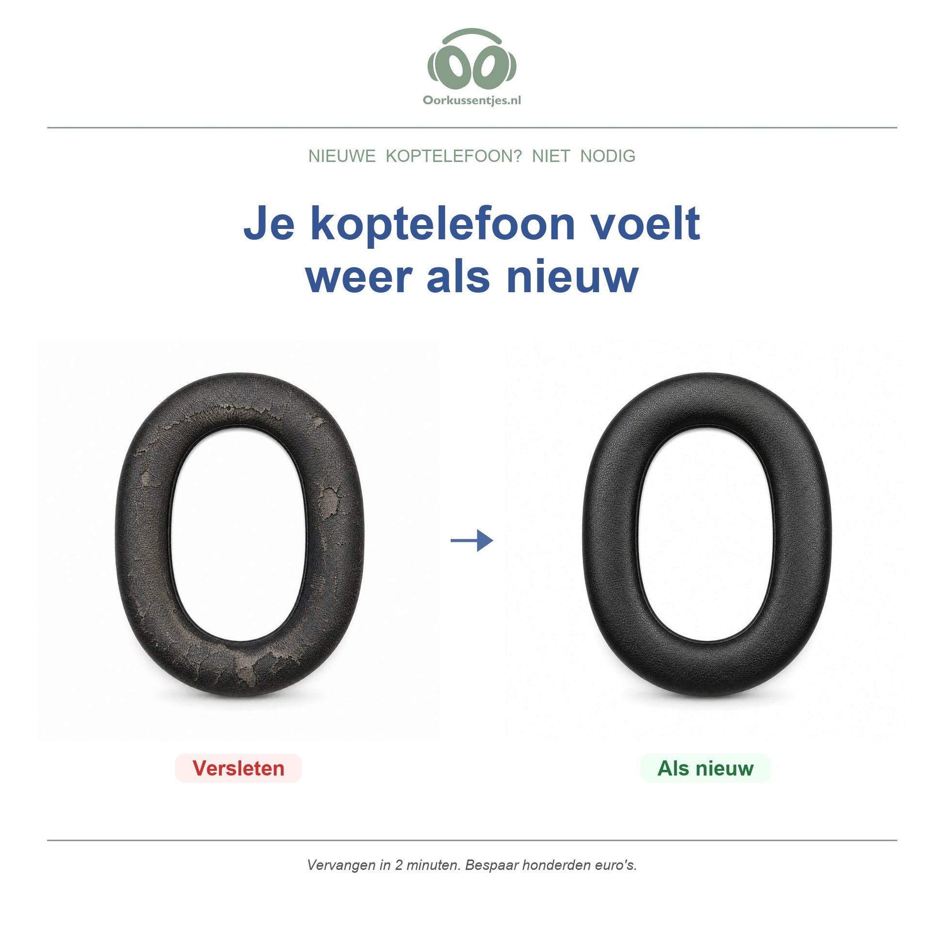 Oorkussens voor Jabra Elite 85h Serie – Geschikt voor Elite 85h, Elite 85h UC — Before and after