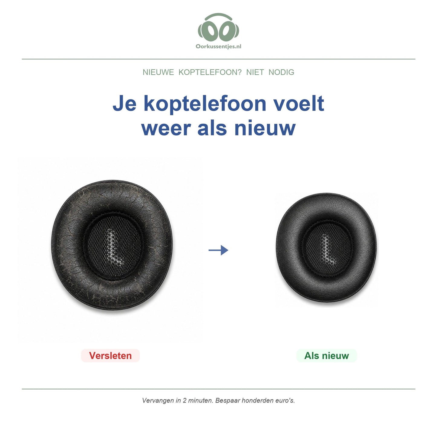 Oorkussens voor JBL E35 / E45 Serie – Geschikt voor E35, E45, E45BT, C45BT en meer — Before and after