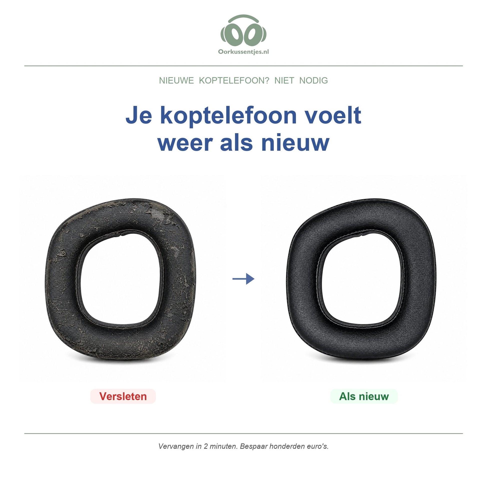 Oorkussens voor Corsair HS80 Serie – Geschikt voor HS80 RGB, HS80 RGB Wireless, HS80 Max en meer — Before and after