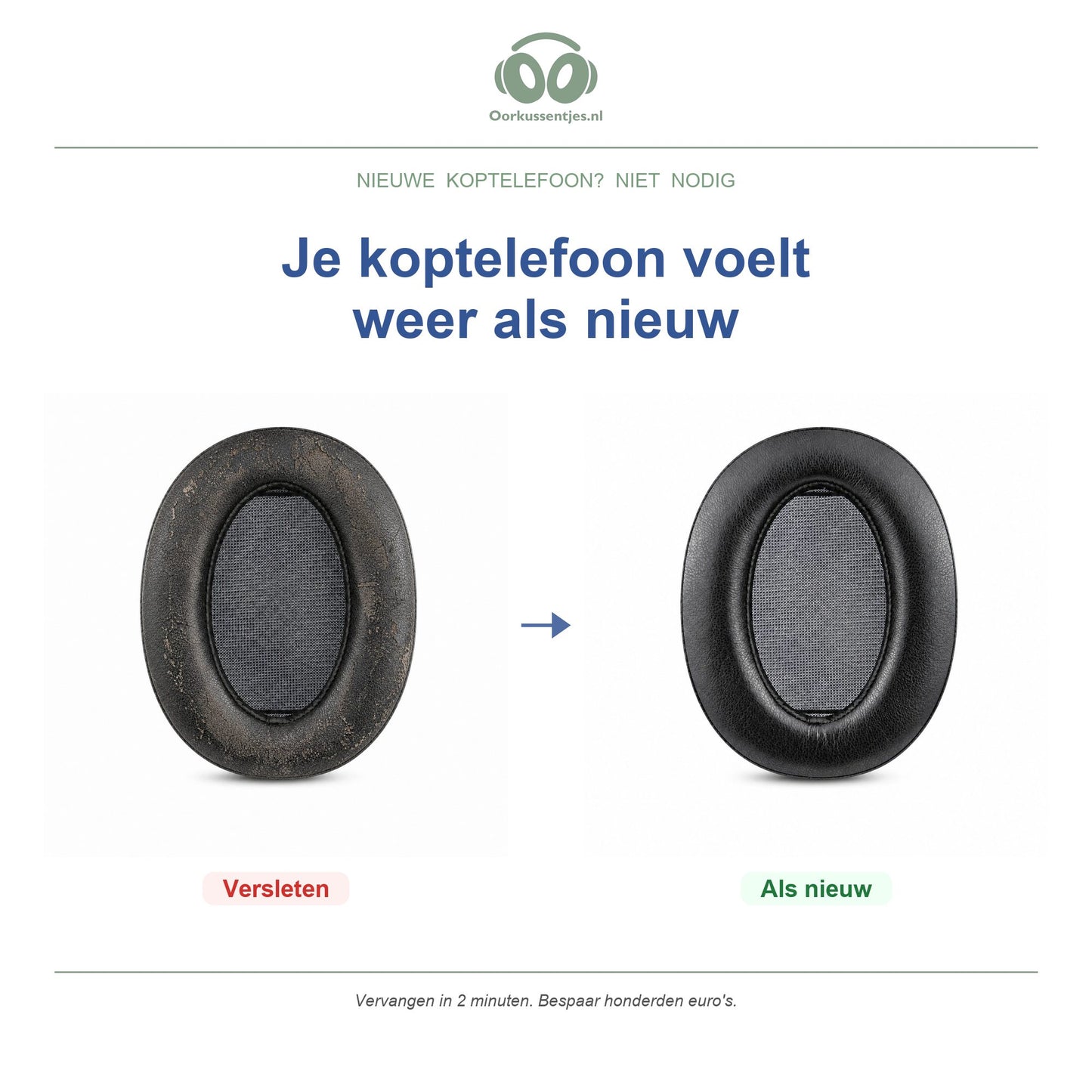 Oorkussens voor Sony h.ear on 3 – Geschikt voor WH-H910N — Before and after