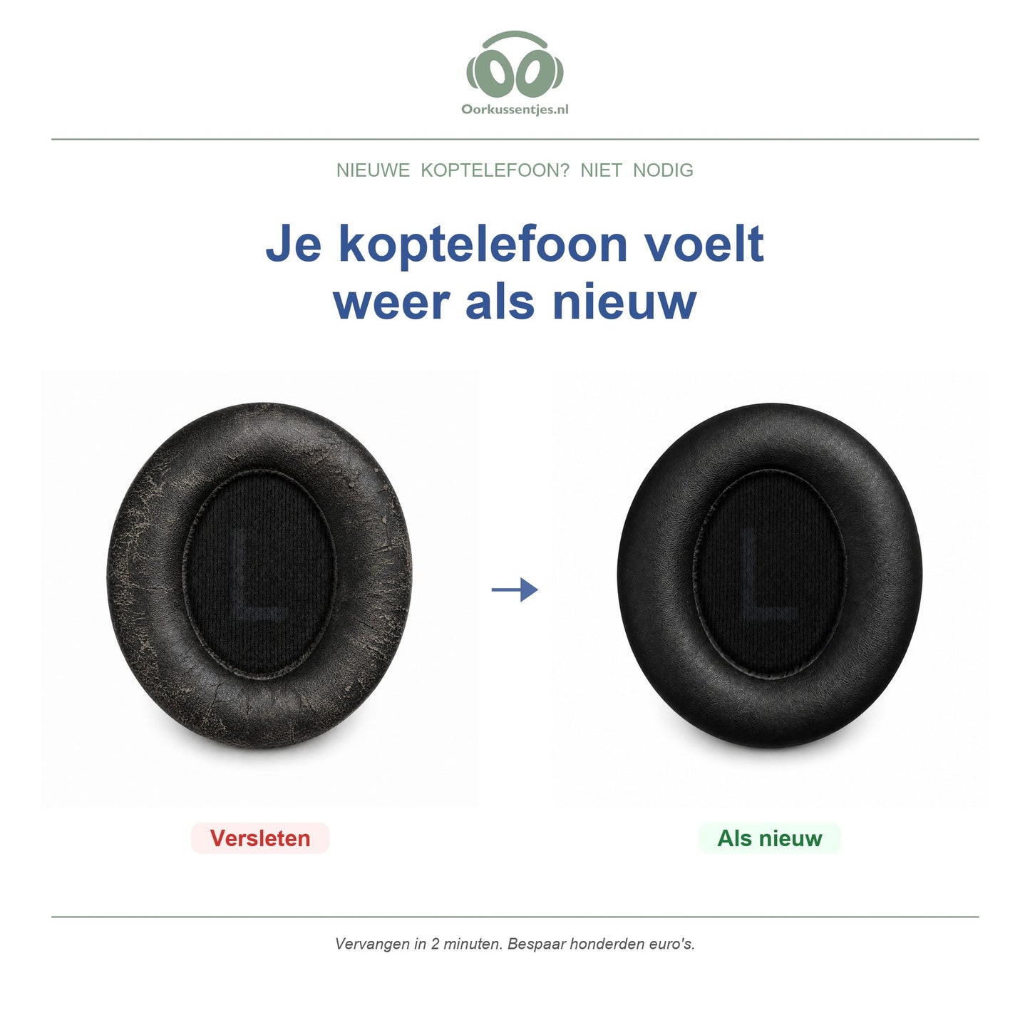 Oorkussens voor Soundcore Space Q45 – Geschikt voor Soundcore Space Q45 — Before and after