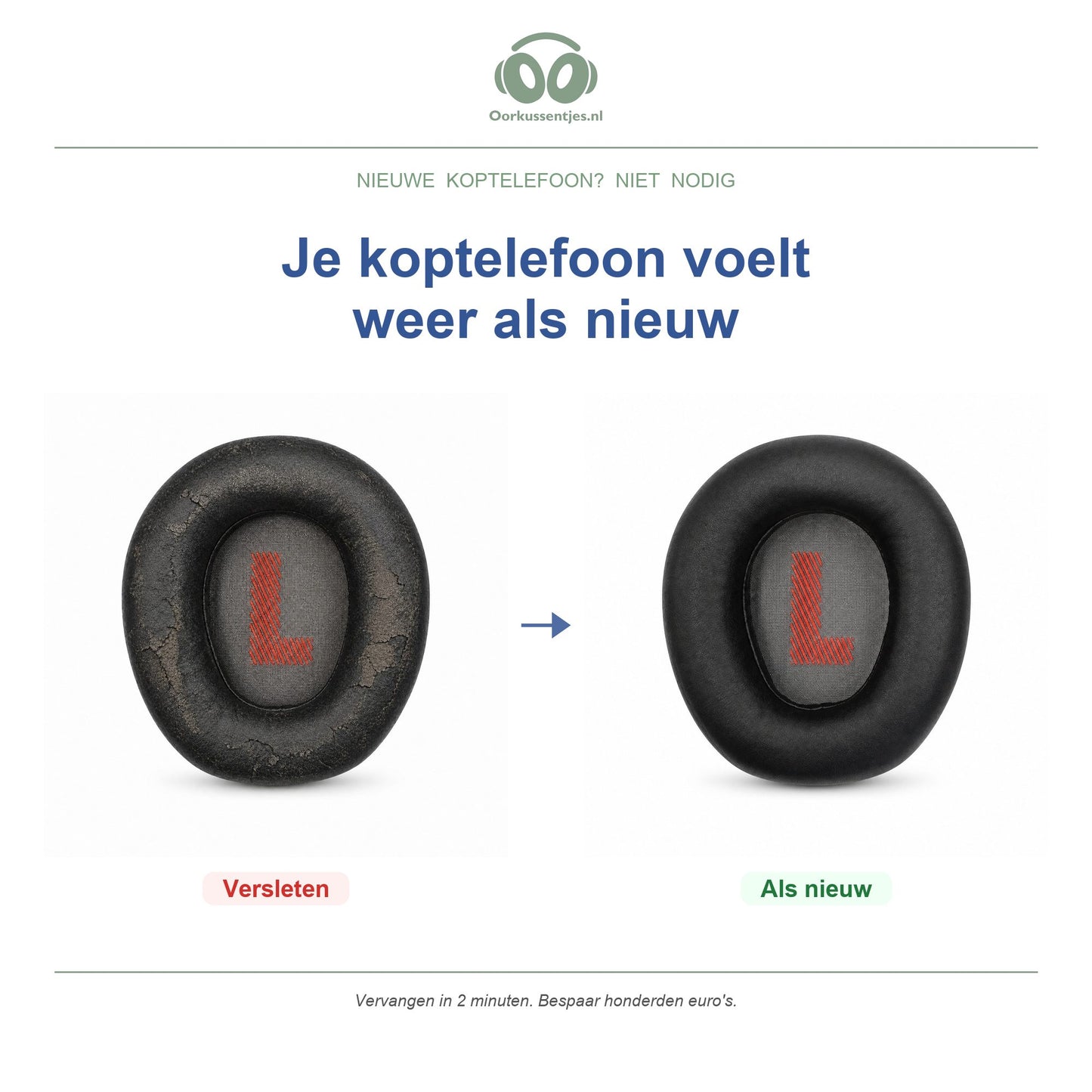 Oorkussens voor JBL Quantum 910 Serie – Geschikt voor Quantum 910, 910X, 910P — Before and after