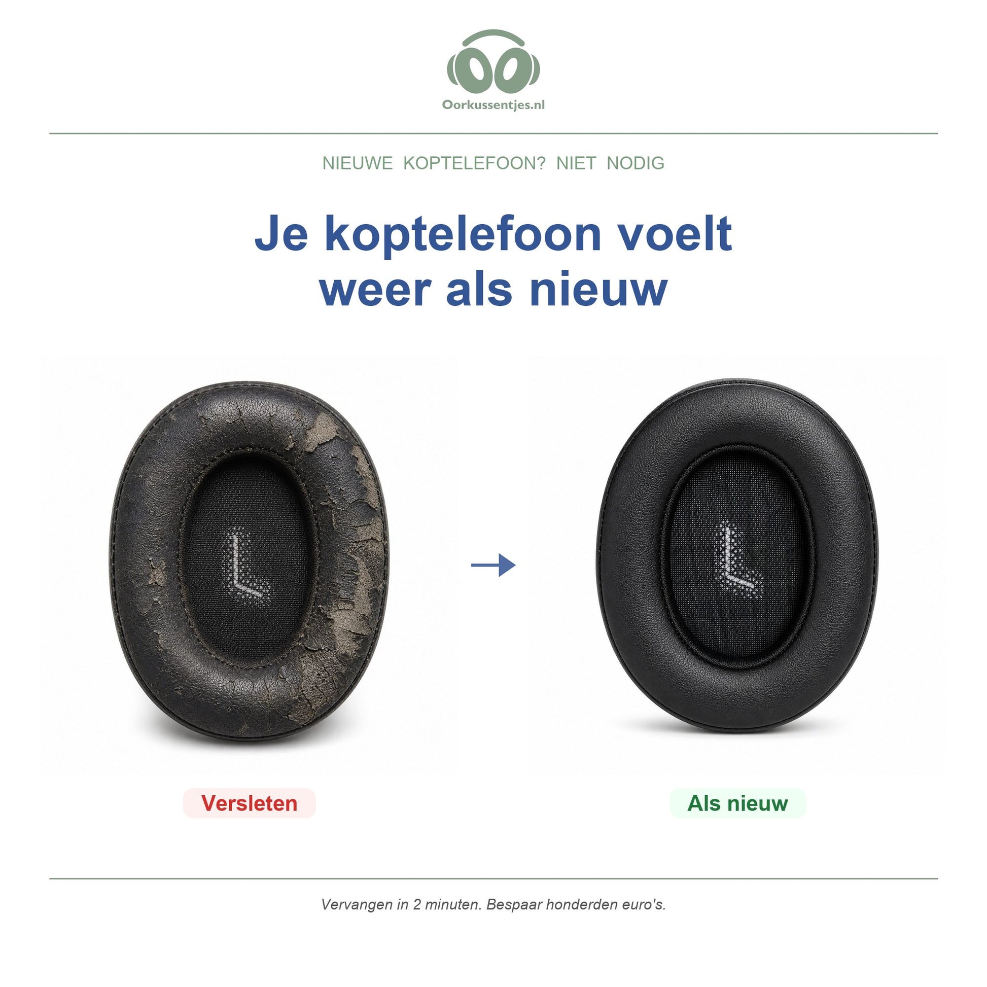 Oorkussens voor JBL E55BT – Geschikt voor JBL E55BT — Before and after