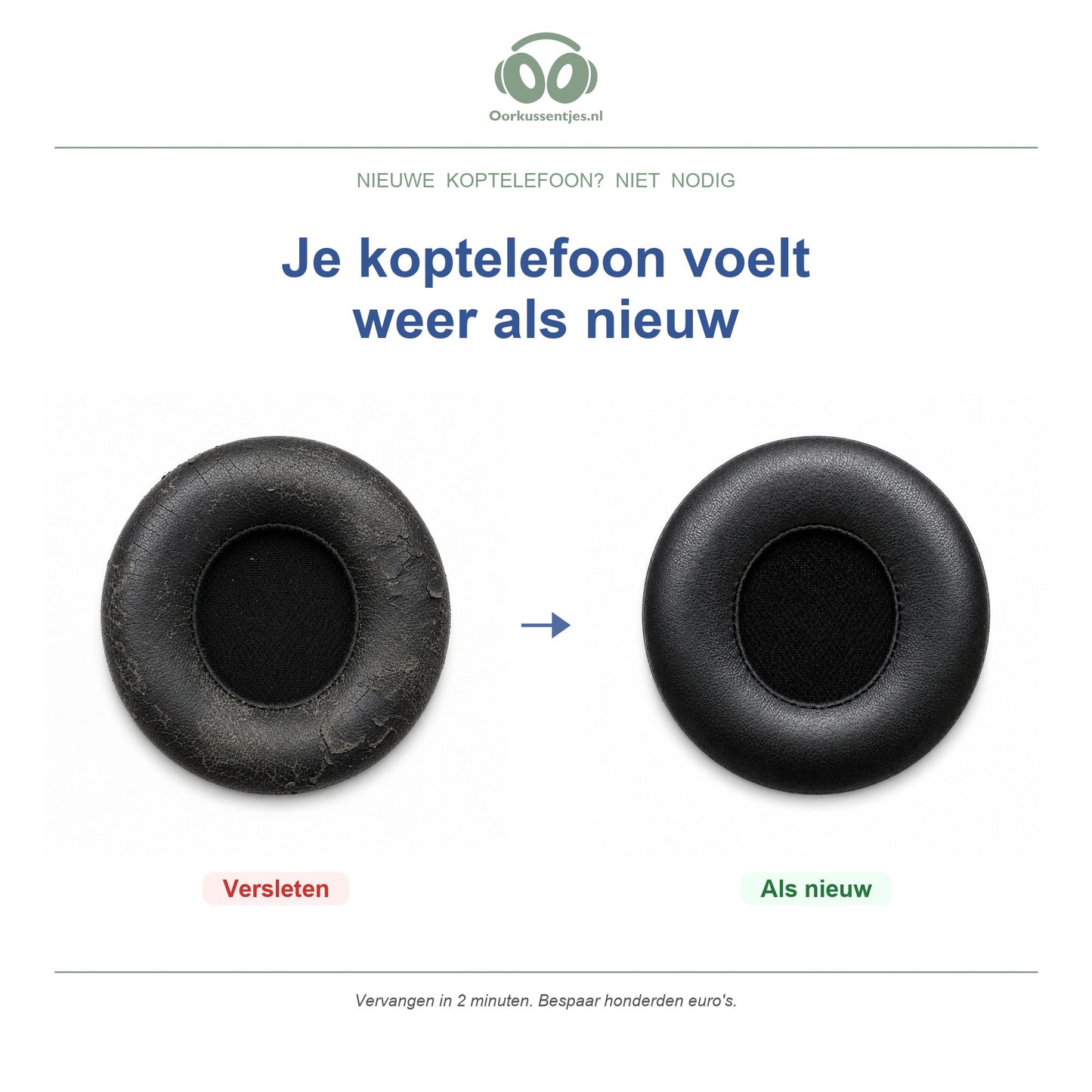Oorkussens voor Beats Solo 4 – Geschikt voor Beats Solo 4 (2024) — Before and after