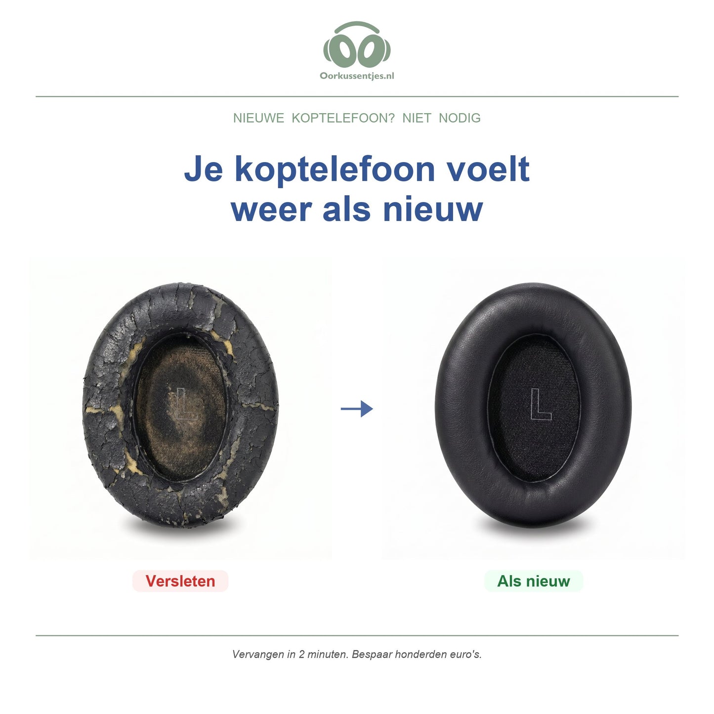 Oorkussens voor Bose QuietComfort Ultra – Geschikt voor QC Ultra Gen 1, QC Ultra Gen 2 — Before and after