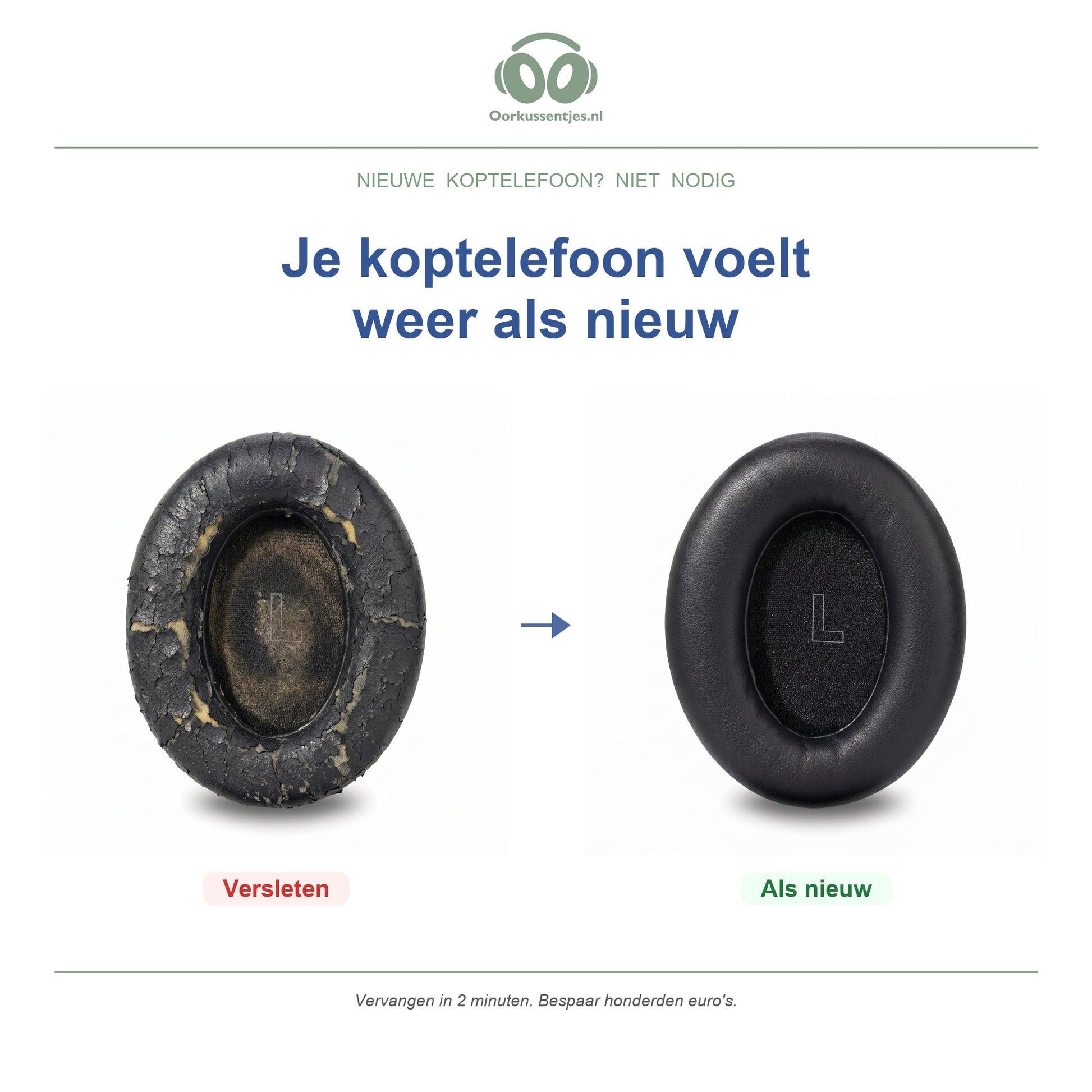 Oorkussens voor Bose QuietComfort Ultra – Geschikt voor QC Ultra Gen 1, QC Ultra Gen 2 — Before and after