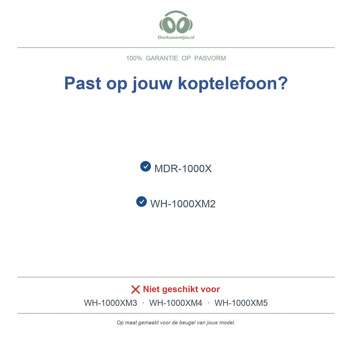 Hoofdband voor Sony WH-1000XM2 – Vervangende koptelefoon hoofdband, geschikt voor WH-1000XM2 en MDR-1000X – niet voor WH-1000XM3 — compatibele modellen