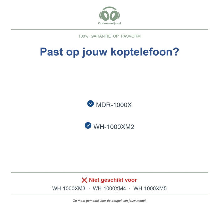 Hoofdband voor Sony WH-1000XM2 – Vervangende koptelefoon hoofdband, geschikt voor WH-1000XM2 en MDR-1000X – niet voor WH-1000XM3 — compatibele modellen
