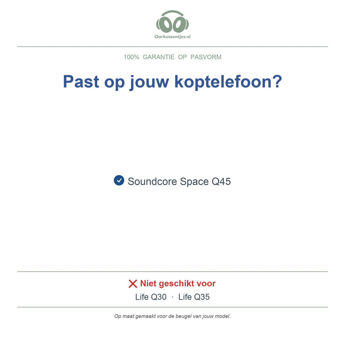 Hoofdband voor Anker Soundcore Space Q45 – Vervangende koptelefoon hoofdband, geschikt voor Space Q45 – niet voor Life Q30 / Q35 — compatibele modellen