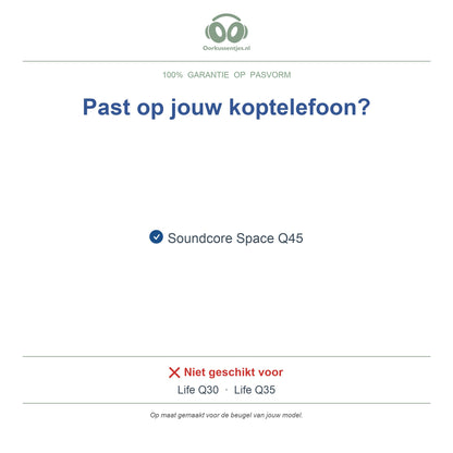 Hoofdband voor Anker Soundcore Space Q45 – Vervangende koptelefoon hoofdband, geschikt voor Space Q45 – niet voor Life Q30 / Q35 — compatibele modellen